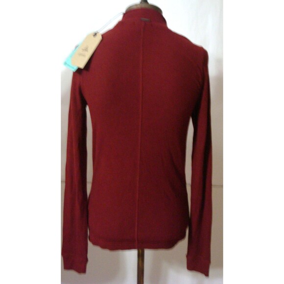 New Womens Prana NWT M Foundation Rib Mock Neck LS Red Orang Top Rhubarb Heather - Picture 6 of 7